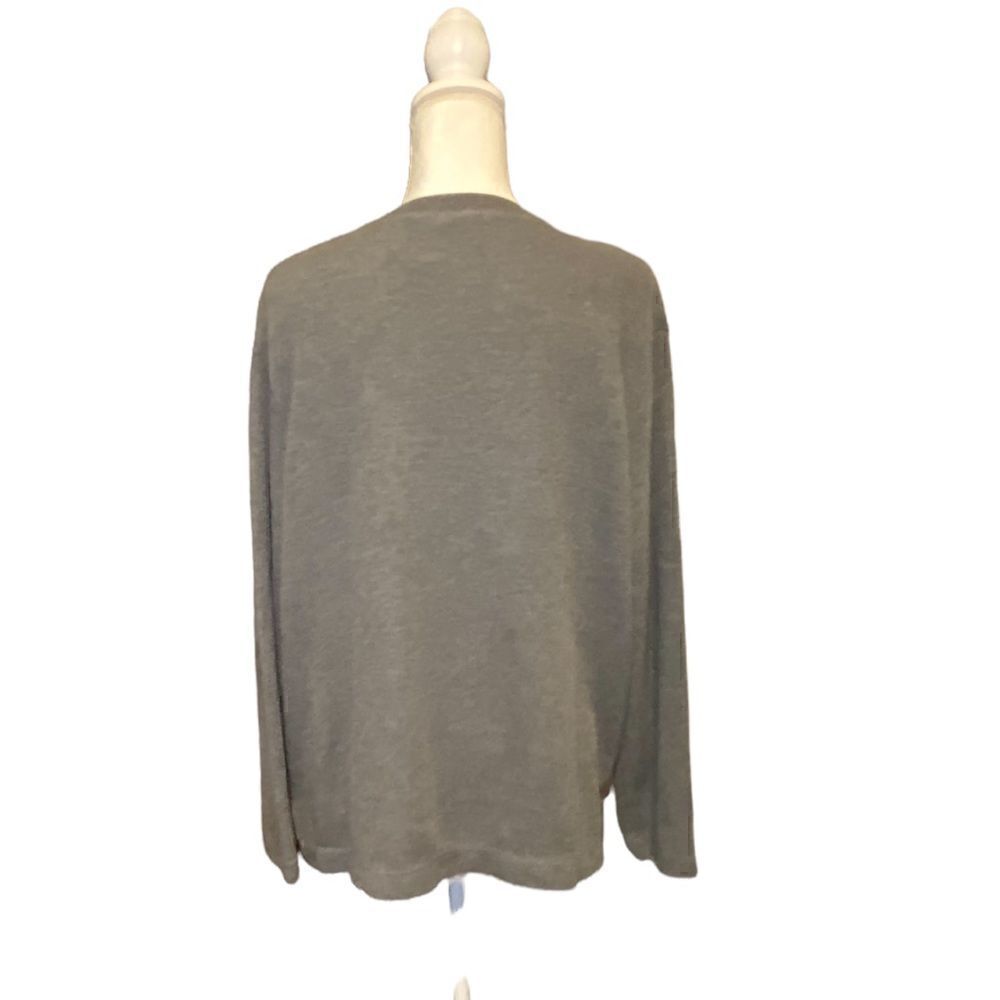 Coastal Grandma Gray Bobbie Brooks Floral Patch Sweater Women’s Size Large - Picture 4 of 8